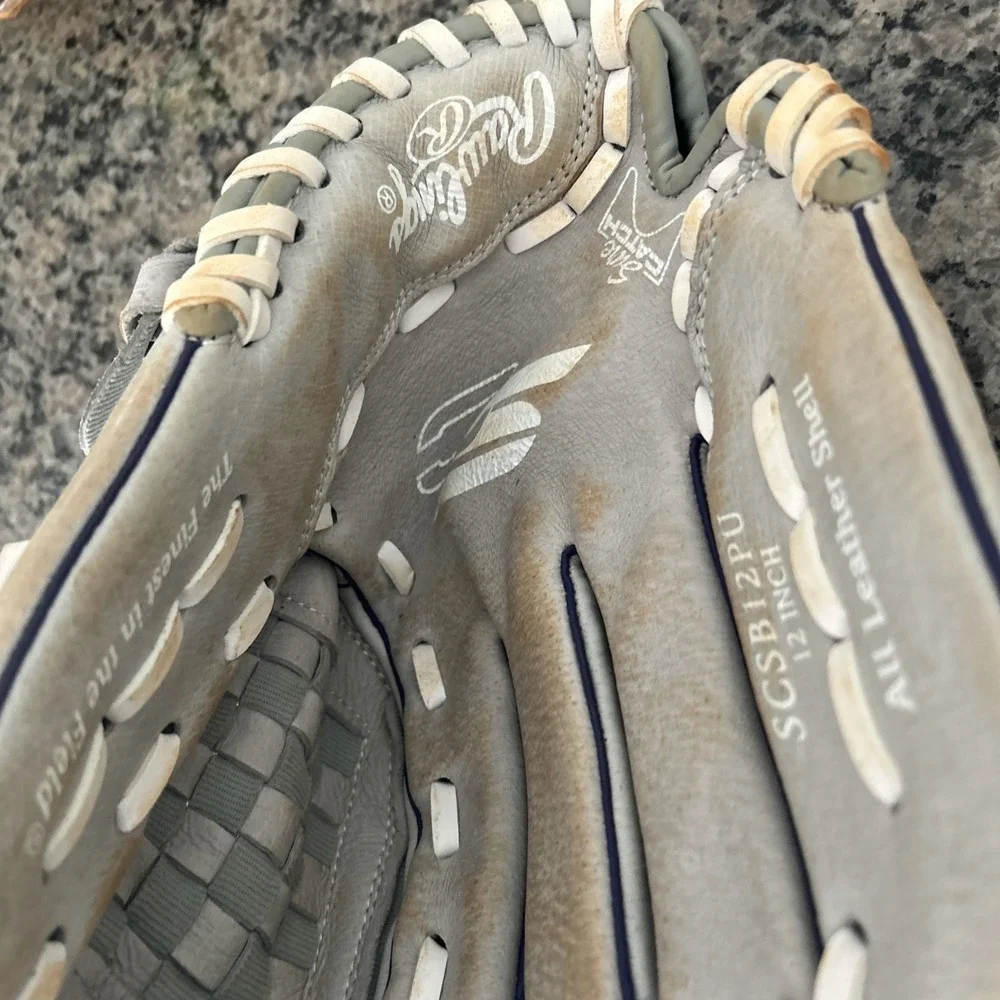 Rawlings Youth LHT 12 Inch Sure Catch Softball/Baseball Glove - Grey Purple Used